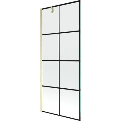 Mexen Next параван за вана 1-крилен 80 x 150 cm, черна решетка, златен четкан - 895-080-000-00-77-55 (895-080-000-00-77-55)