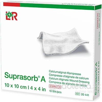 Suprasorb A+AG KRYTIE NA RANY kalciumalginátové kompresy antimikrobiálne 10 x 10 cm 10 ks
