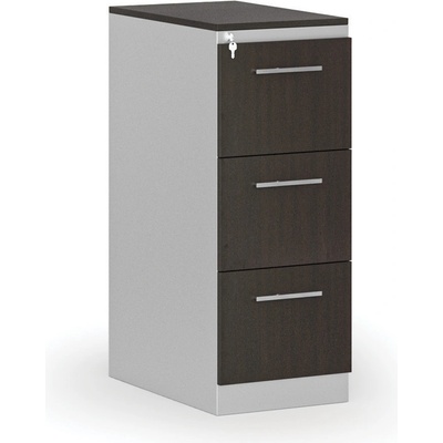 Primo Kovová zásuvková kartotéka s dřevěnými čely A4 3 zásuvky šedá/wenge – Zboží Dáma