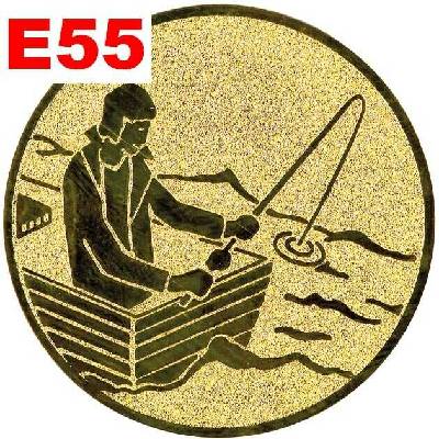 Emblém E55 RYBÁŘ umístění na sportovní pohár nebo medaili 25 mm