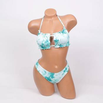 Image 1 of Бански в бяло и тюркоазено с ефектни чашки - чашка В