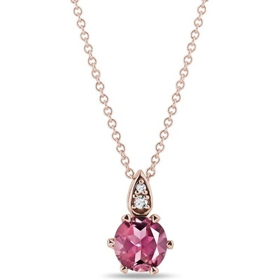 Klenota Náhrdelník z ružového zlata s turmalínom a diamantmi N0238774