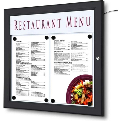 A-Z Reklama CZ Venkovní prosvětlená LED vitrína MENU BOARD SCZ2xA4LED na Menu 2 x A4 - Černá