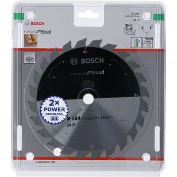 Bosch Pilový kotouč pro řezání standardní for Wood Accessories 2608837700 Průměr: 184 mm zubů 24