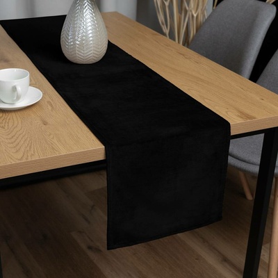 Biante Sametový běhoun Velvet Premium SVP-041 Černý 35x180 cm