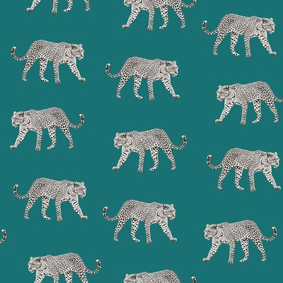 Esta Home 139180 Vliesová tyrkysová tapeta s leopardmi Paradise rozmery 0,53 x 10,05 m