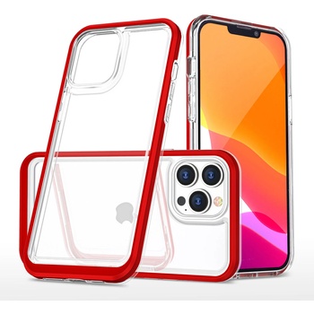 HQWear Прозрачен кейс 3в1 за iPhone 13 Pro с гел рамка, червен (KXG0029902)