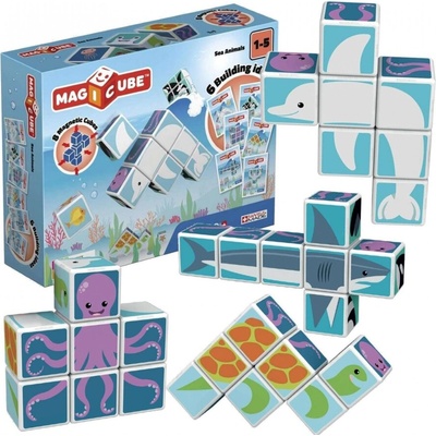 Магнитен конструктор, Geomag, Magicube, Морски животни и карти 146, 11 части