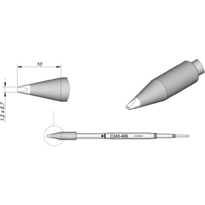 JBC Tools C245406 pájecí hrot dlátový, rovný Velikost hrotů 0.7 mm Délka hrotů 10 mm Obsah 1 ks