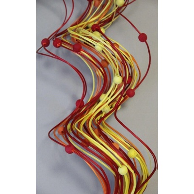 Curly ting dřevěný korálek 80cm mix červená/žlutá