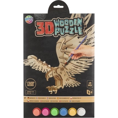 Grafix Dřevěné 3D puzzle 49 dílků + 6 ks akrylových barev orel – Zboží Dáma