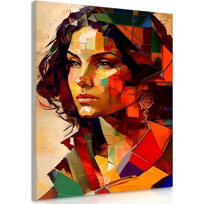 Obraz profil ženy v patchwork designu - 60x90