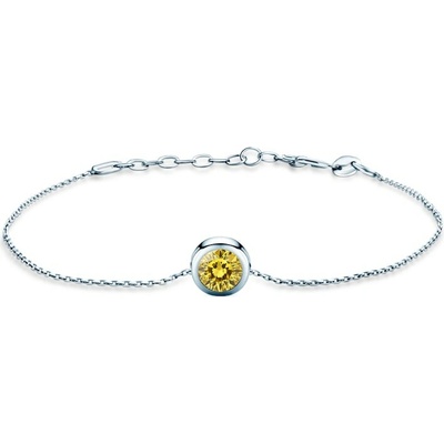 SAVICKI Náramok s príveskom biele zlato se žlutým laboratorním diamantem 0.5 ct 18 cm+3 cm - TJ-B02-BR-050-LABYELLOW-B