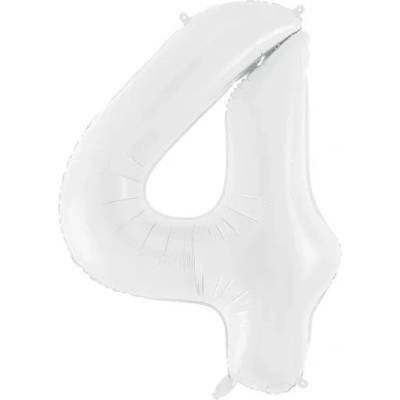 Party Deco Фолиев Балон Цифра, Бяло, 86см - 4 (fb130-4-008)