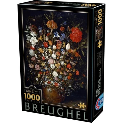 D-Toys - Puzzle Brueghel: Flowers in a Wooden Vessel - 1 000 piese
