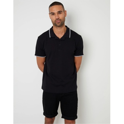 Threadbare Блуза с яка Threadbare Men's Arnwick Short-Sleeve Polo Shirt - Black