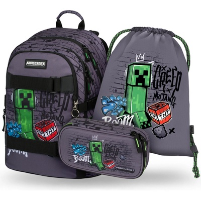 Baagl КОМПЛЕКТ 3 Skate Minecraft TNT: Раница, Моливник, Торбичка BAAGL | Sin | Момчешки | ONE SIZE