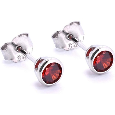 Rafity stříbrné náušnice s rubínem E0161PZ-07