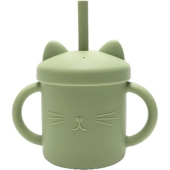 Lorelli Силиконова чаша с дръжки и сламка Lorelli - Natural, Fresh Green