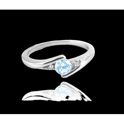 Minet JMAN0046BR55 Elegantní stříbrný prsten s modrým zirkonem