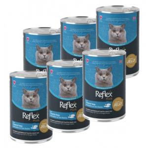 Lider Pet Food Reflex Plus Консерва с Пъстърва и Риба тон за израснали котки - хапки в желе 400гр, 6 бр комплект - Турция