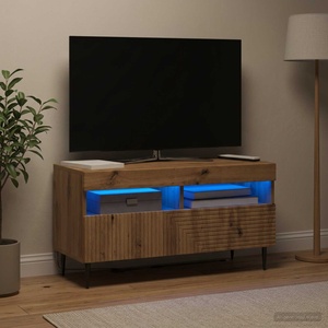 vidaXL LED телевизионен кабинет HAARLEM 81 x 35 x 43 см Дъб артизан (897004)