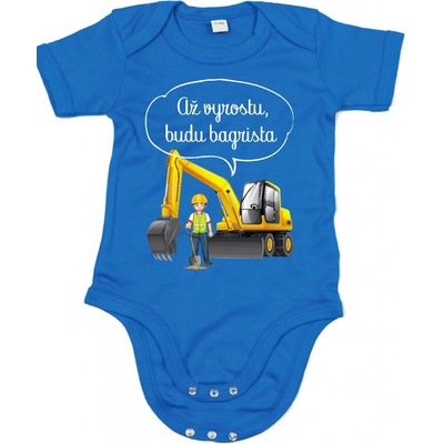 Fajntričko Kids Dětské body Až vyrostu budu bagrista královská modrá
