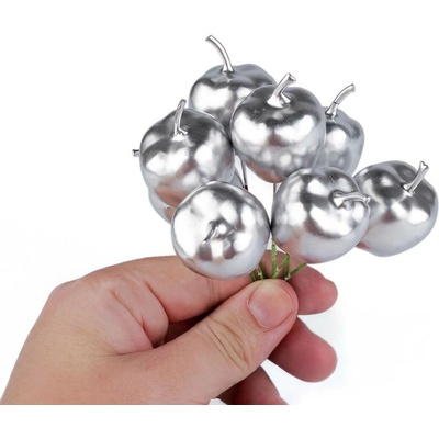 Umělá jablíčka na drátku metalická Varianta: 1 stříbrná, Balení: 2 ks 58274/148801/267661