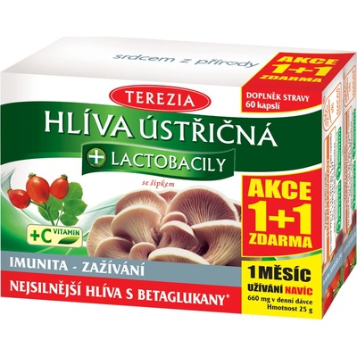 Terezia Hlíva ústřicová + laktobacily se šípky 60+60 kapslí