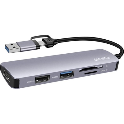 4smarts USB-C/ USB Хъб за Лаптопи и Смартфон, 4Smarts 5in1, Сив (469630)
