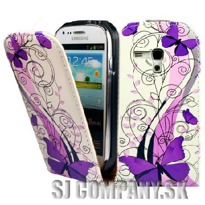 Kožený obal Samsung Galaxy S III Mini – Butterfly Flip -fialová