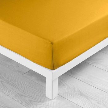 douceur d'intérieur Жълт еластичен памучен чаршаф 180x200 cm Lina - douceur d'intérieur (1644571)