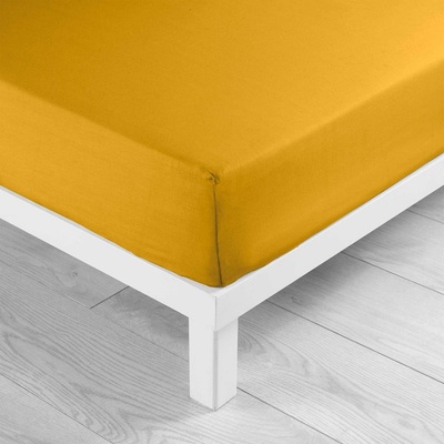 douceur d'intérieur Жълт еластичен памучен чаршаф 180x200 cm Lina - douceur d'intérieur (1644571)