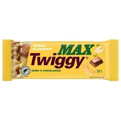 Twiggy MAX tyčinka s arašídami a kešu ořechy polomáčená v hořké čokoládě 12 x 35 g