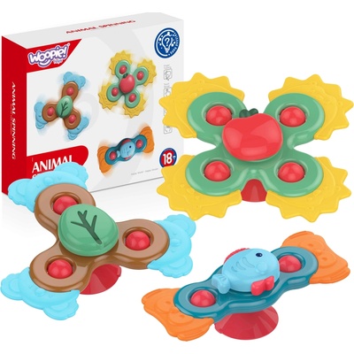 Woopie baby senzorický spinner 3v1 sada farebných prísavných hračiek