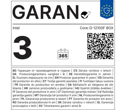 Intel Core i3-12100F BX8071512100F