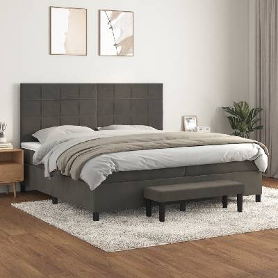 Petrashop 3137864 boxspring postel s matrací tmavě šedá samet