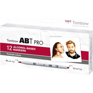 Tombow Маркер алкохол ABT PRO Двустранен Четка 12P-6 Портретен комплект (12) (ABTP-12P-6)