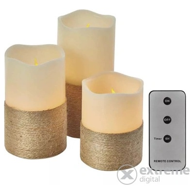 Emos DCCV06 Lighting LED dekorácia 3x vosková sviečka s povrázkom 3x 3x AAA vnútorná vintage ovládač