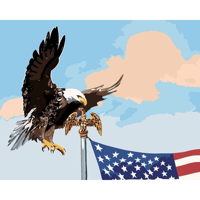 ZUTY Malování podle čísel OREL U STOŽÁRU VLAJKY USA D RUSTY RUST Rozměr 40 x 50 cm Rámování vypnuté plátno na rám