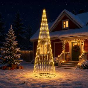 vidaXL LED Коледна Елха 485 см 1632 LED светодиода Топло бяло Желязо (42053552)