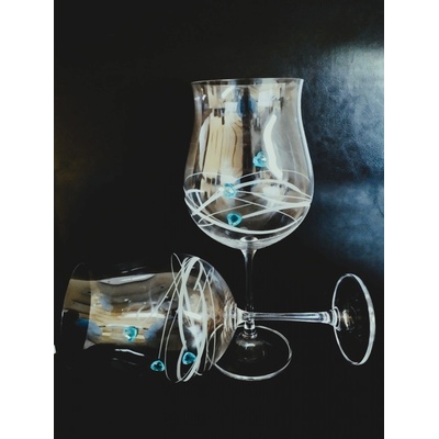 Crystalite Bohemia sklenice Ellen se srdíčky Modrá 2 x 640 ml