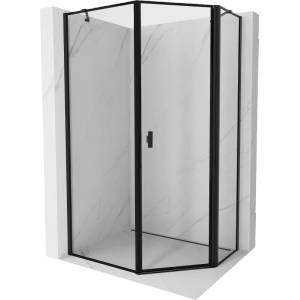 Mexen Mist петстенна асиметрична душ кабина с отваряеми врати дясна 80 x 90 cm, черна рамка, черна - 8A8-080-090-70-70-P (8A8-080-090-70-70-P)