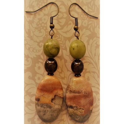 Dannyra Дамски обеци с камъни амазонит , нефрит и ахат fw2110