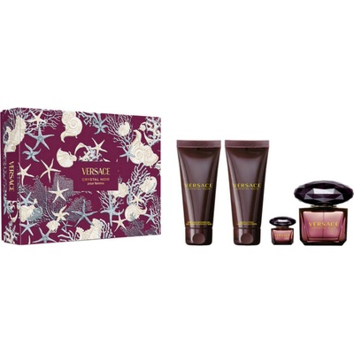 Versace Crystal Noir Подаръчен комплект, Парфюмна вода 90ml + Мляко за тяло 100ml + shower gel 100 ml + Парфюмна вода 5 ml, Жени