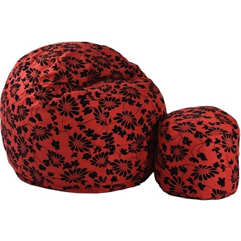 Image 1 of PUFRELAX Комплект, Барбарон с табуретка за крака, 500л. Matusalem, Poppy, Перящ се калъф, Подходящ за деца, Пълнеж с микс от мемори пяна и дунапрен, Гама Premium (PUF-M-MO-PT-PPY)