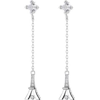 DELIS Дълги сребърни обеци 925, jw846, модел Париж, с родиево покритие (jw846)