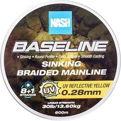 Nash Splétaná Šňůra Baseline Sinking Braid UV Yellow 600m 0,20mm 9,07kg