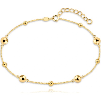 MINET 4307 Zlatý řetízek na kotník s kuličkami