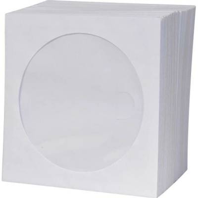Obálka na 1 ks CD, papír, bílá, s okénkem, Logo, 100-pack